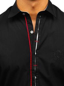 Camicia elegante a manica lunga da uomo nera Bolf 1769-A