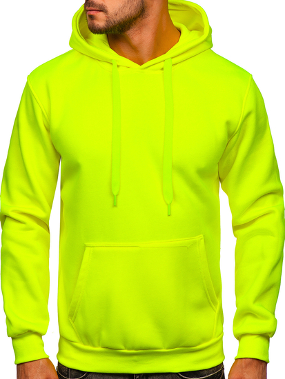 Felpa con cappuccio a canguro da uomo giallo-fluorescente Bolf 1004