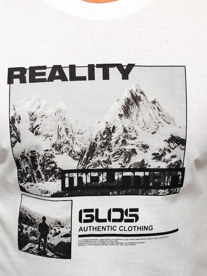 Uomo T-shirt in cotone con stampa Bianco Bolf MPO3461