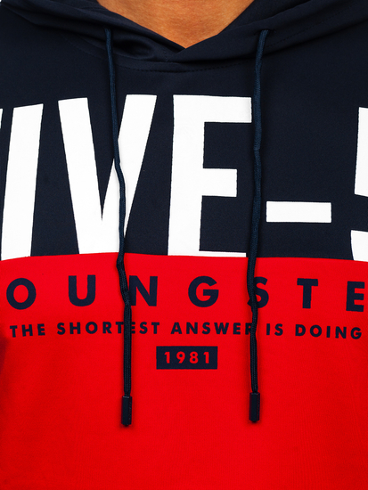 Felpa con stampa con cappuccio da uomo rossa Bolf HY972