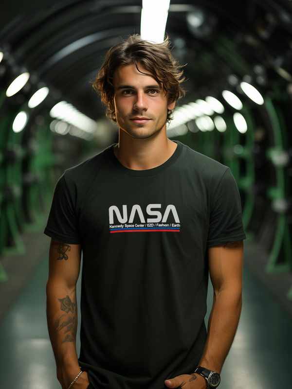 T-shirt da uomo in cotone nero con stampa Bolf 14749A2