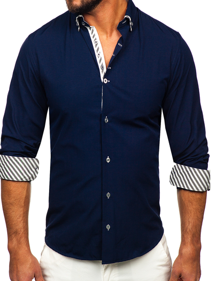 Camicia a manica lunga blu Bolf 3762