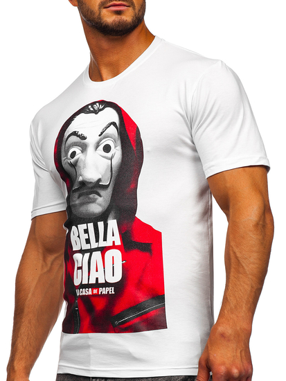 T-shirt con stampa da uomo bianca Bolf 192410