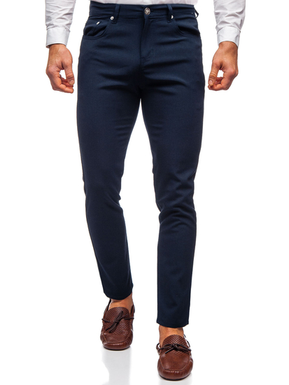 Pantaloni in tessuto tipo chinos da uomo blu Bolf 0004