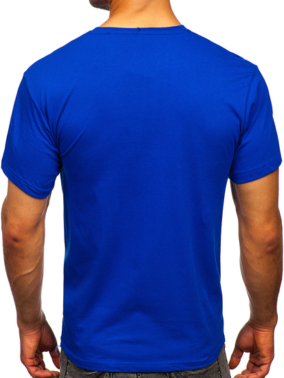T-shirt da uomo in cotone blu fiordaliso senza stampa Bolf 192397