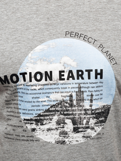 Uomo T-shirt in cotone con stampa Grigio Bolf MPO3466