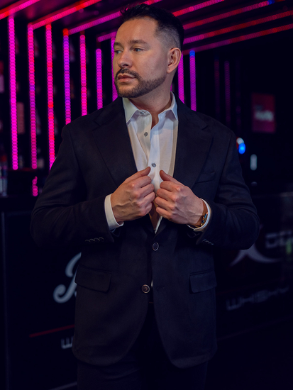 Giacca da uomo in velluto nera Bolf 24410