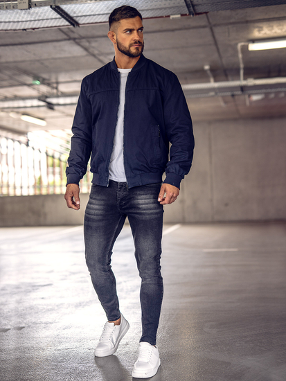 Bomber da uomo reversibile blu navy Bolf 84M3005A