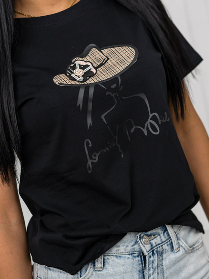 Donna T-shirt stampata Nero Bolf 97T2112