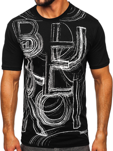 T-shirt nera stampata da uomo Bolf KS2525T