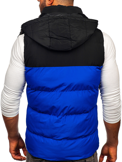 Gilet trapuntato con cappuccio da uomo azzurro Bolf 1189