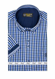 Camicia a scacchi a manica corta da uomo bluette Bolf 4510