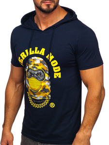 T-shirt con stampa con cappuccio da uomo blu Bolf 8T978