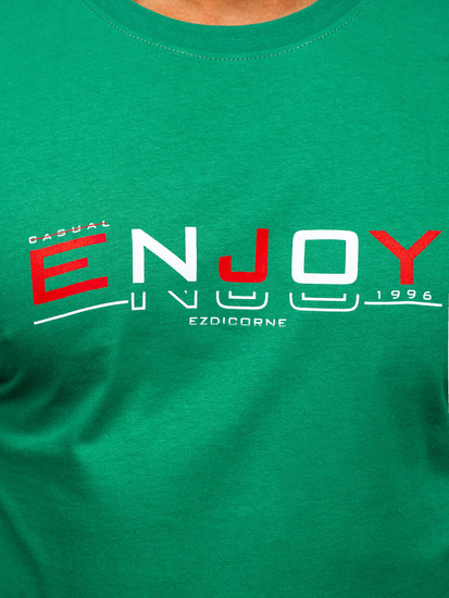 T-shirt in cotone con stampa da uomo verde Bolf 14739