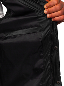 Gilet trapuntato da uomo con cappuccio in colore nero Bolf 13078