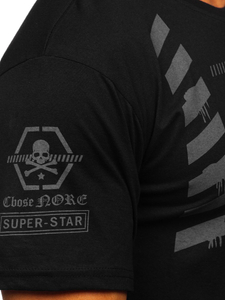 T-shirt con stampa da uomo nera Bolf 14315