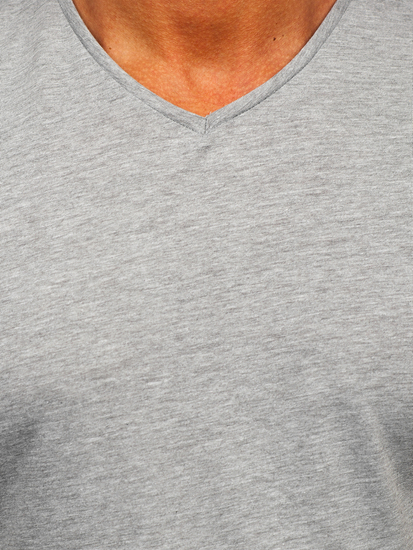 Maglietta da uomo con scollo a V, grigia, Bolf 192131