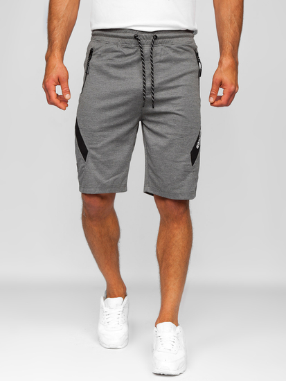 Pantaloncini corti di tuta da uomo grigio-neri Bolf Q3875