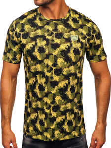 Uomo T-shirt in cotone con stampa Khaki Bolf MPO3494