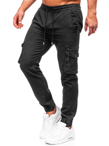 Pantaloni jogger tipo cargo da uomo neri Bolf MP0181N