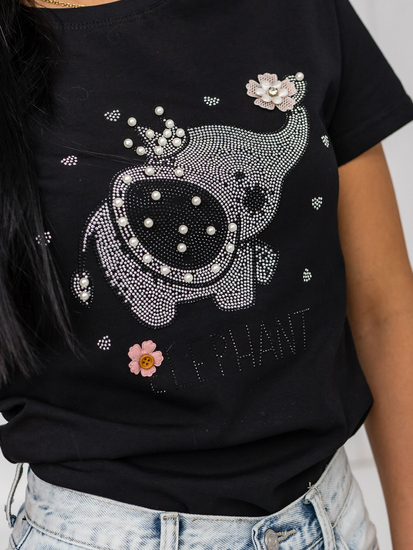 Donna T-shirt stampata Nero Bolf 96T625