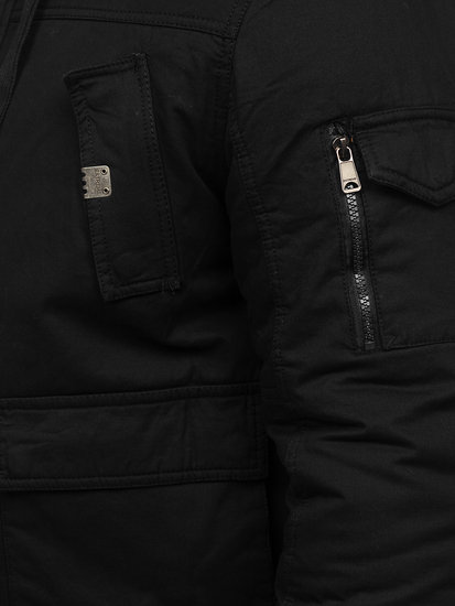 Giubbotto invernale in cotone spesso da uomo nero Bolf 1890