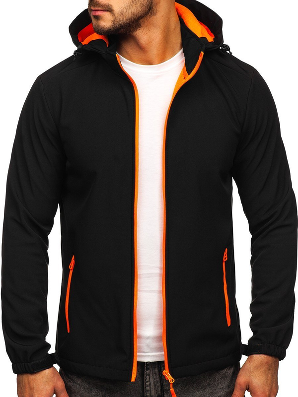 Uomo Giacca softshell mezza stagione Nero-Arancione Bolf HH017