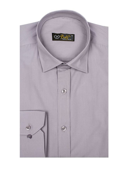 Camicia elegante da uomo grigia a maniche lunghe Bolf 1703