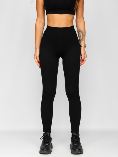 Leggings a costine da donna neri Bolf 2310