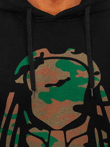 Felpa con cappuccio e stampa da uomo nero Bolf 147048