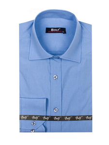 Camicia elegante da uomo azzurra a maniche lunghe Bolf 1703