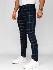 Uomo Pantaloni eleganti a quadri Blu scuro Bolf 184177