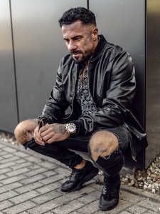 Uomo Giubbotto bomber in pelle Nero Bolf 7110A2