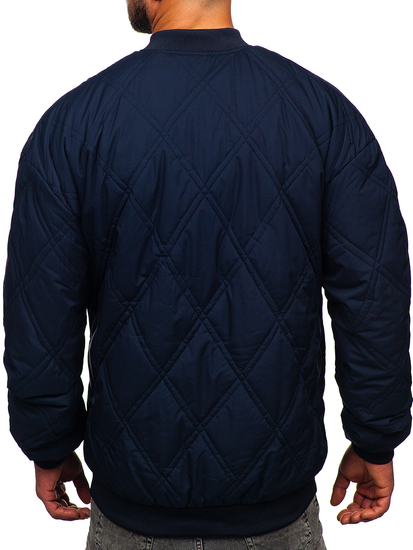 Giacca da baseball trapuntata mezza stagione bomber da uomo blu Bolf 84M3020