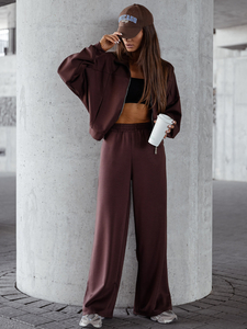 Completo due pezzi con felpa con zip da donna cioccolato Bolf 821109