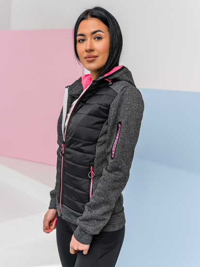 Felpa trapuntata con cappuccio da donna nera Bolf KSW4001