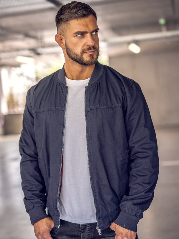 Bomber da uomo reversibile blu navy Bolf 84M3005A