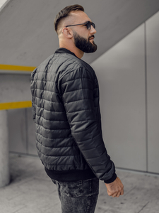 Giacca bomber trapuntata da uomo nera Bolf MY-02A2