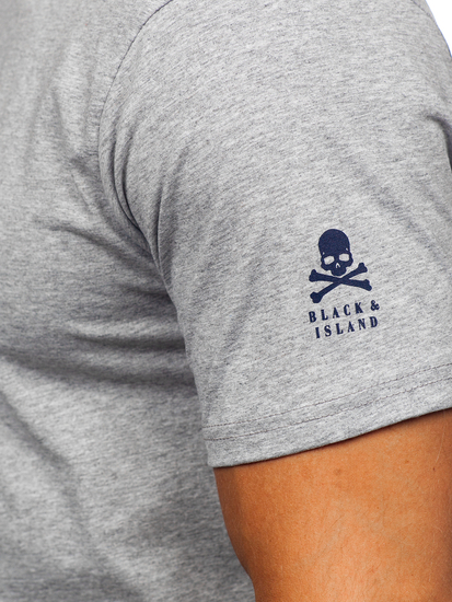 T-shirt in cotone con stampa da uomo grigia Bolf 14784