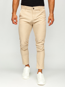 Pantaloni chino in tessuto da uomo beige Bolf 0031