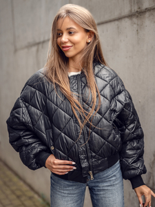 Giacca bomber trapuntata da donna nero Bolf J9089