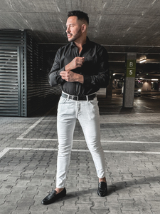 Camicia elegante con maniche lunghe da uomo nera Bolf M14