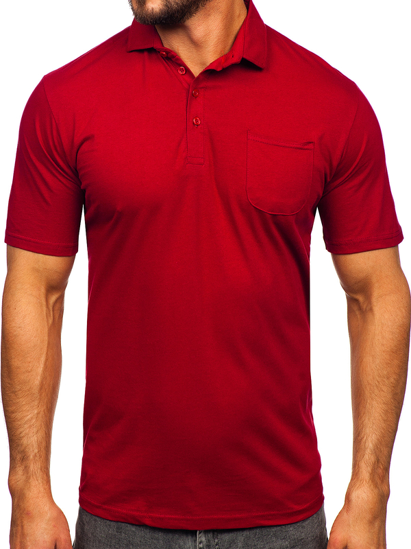 Maglietta polo in cotone da uomo bordò Bolf 143006