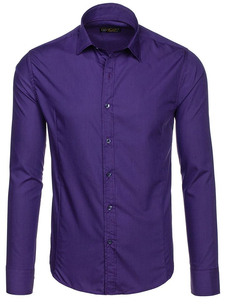 Camicia elegante da uomo viola a maniche lunghe Bolf 1703