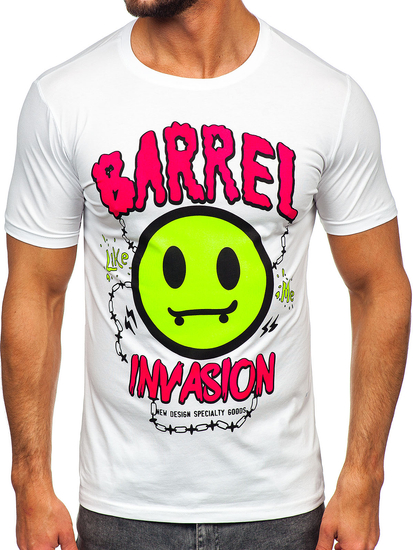 T-shirt con stampa da uomo bianca Bolf HS7233