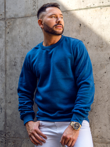 Felpa senza cappuccio da uomo indaco Bolf 2001A