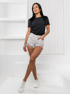 Donna Pantaloncini in jeans Grigio Bolf A63A