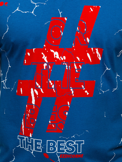 T-shirt in cotone con stampa da uomo azzurra Bolf 14728