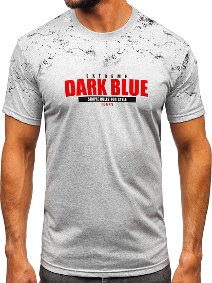 Uomo T-shirt in cotone con stampa Grigio Bolf 14725