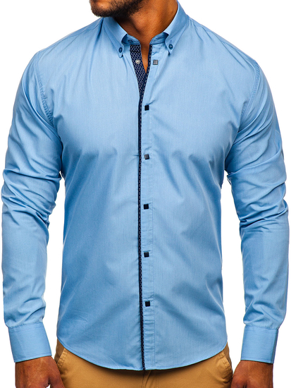 Camicia elegante a maniche lunghe azzurra da uomo Bolf 7724